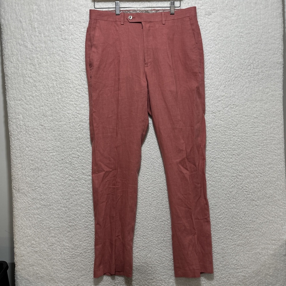 Ralph Lauren Black Label Women's Pants Size 33 Preppy Pink Linen Straight